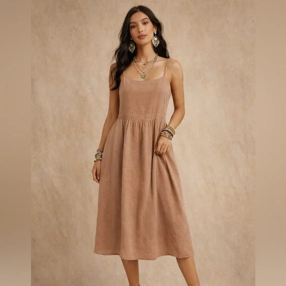 RW&Co. Tie Back Midi Dress, size medium. - Picture 1 of 9